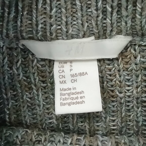 H&M sage green mock neck sweater with metallic thread - S - Picture 7 of 8